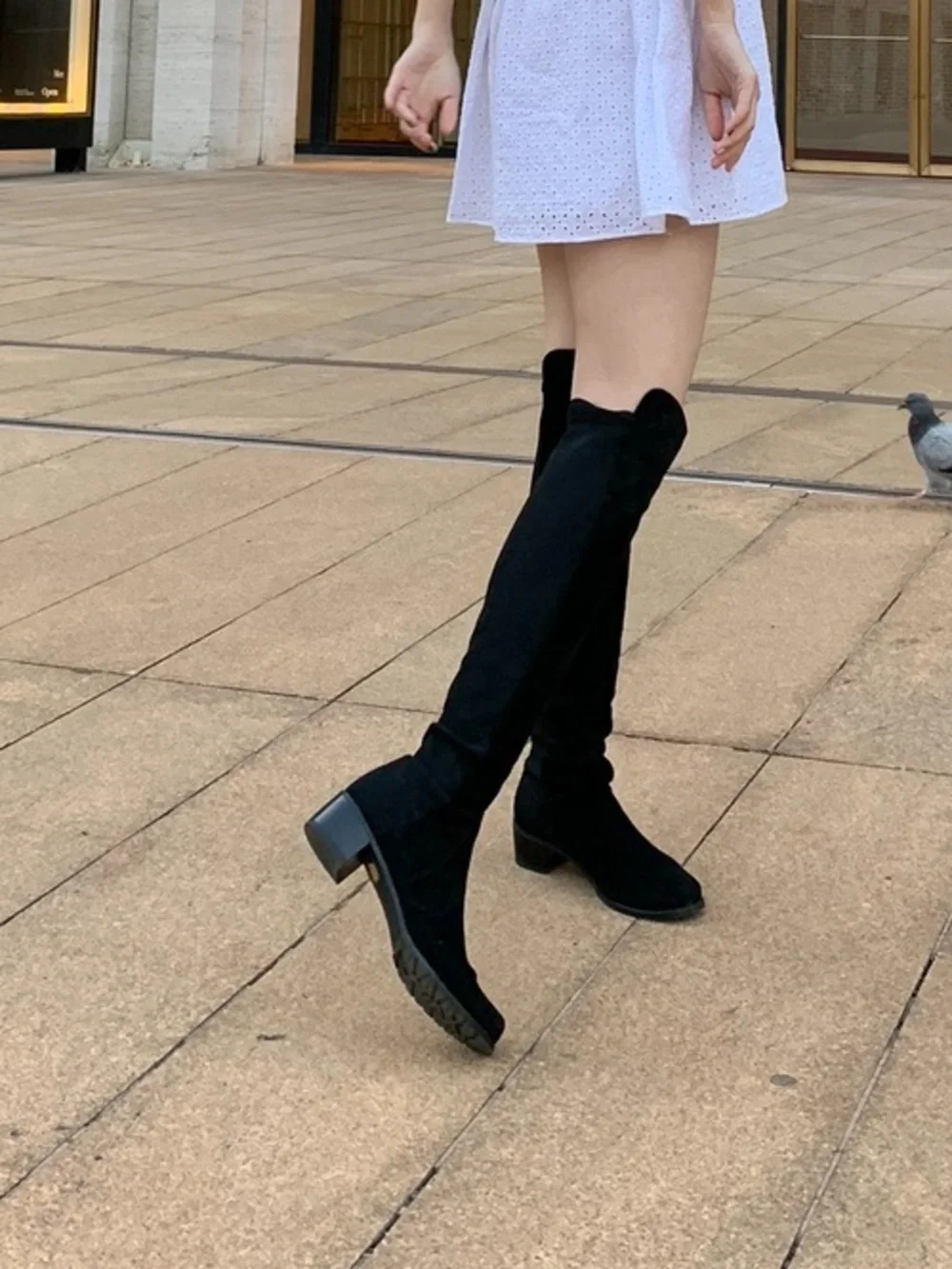 Stuart Weitzman Reserve Over Knee Stretch Suede Boots, Black, 7.5